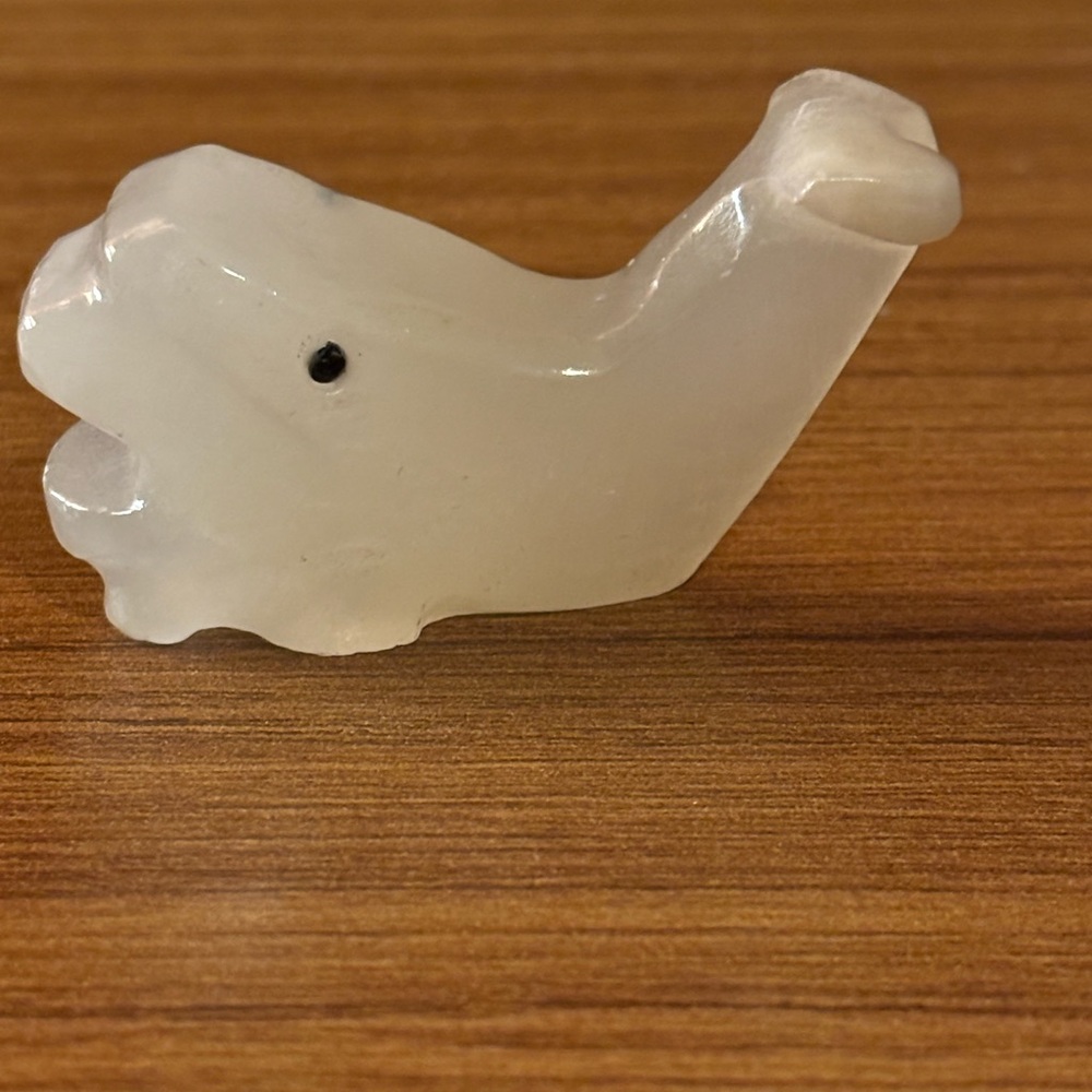 Vintage Carved Marble Whale Figurine Paperweight  2 1/2”